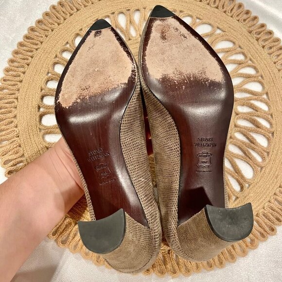 Stuart Weitzman Stuart 85 Pump Brown Grey Suede Texture Pump Size 8 - Picture 7 of 12